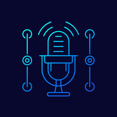 Poster - microphone line icon for apps and web