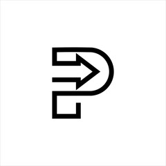 Aufkleber - Letter P Direction Arrow Logo Design with Clean and Simple Vector Style for Business, Web, and Technology Branding