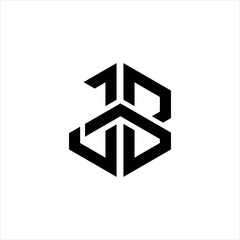 Aufkleber - jb letter logo design with abstract geometric shape 