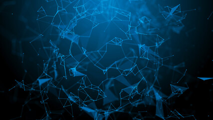 Leinwandbilder - Network connection system.Background with connection dots and lines. Big data vizualization. 3d rendering. 
