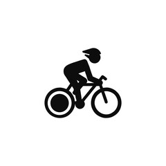 Bicycle icon. Bicycle race symbol. Cycling race flat icon. Cyclist sign.