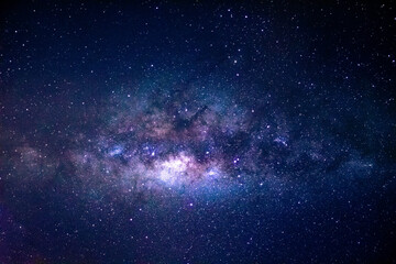 Wall Mural - astrophotography of visible milky way galaxy. stars, space, nebula and stardust at a starry night sk