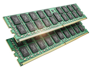 Poster - DDR ram computer memory modules isolated on white.