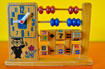 Wooden abacus, colorful vintage toy