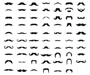 Collection of black and white moustache vector. 