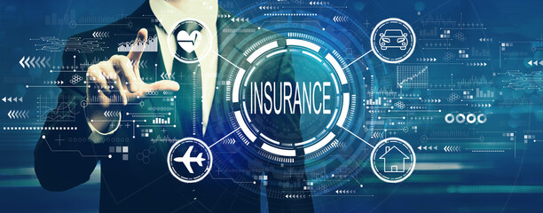 Wall Mural - Insurance concept with businessman