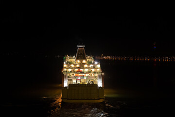 Car ferry MS Star leaving at night Tallinn Estonia on its way to Helsinki Finland