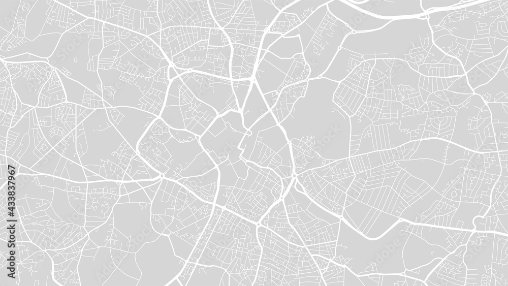 White and light grey Birmingham city area vector background map, streets and water cartography illustration. - obrazy, fototapety, plakaty 