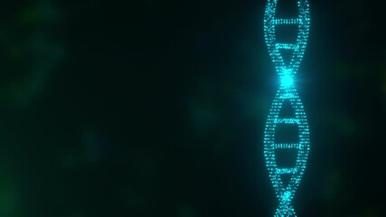 Poster - Molecular 3d render connection in wriggling genetic chromosome. Connected strands of genome with shimmering microscopic lines and dots. Biochemical curved filament in electronic imaging.