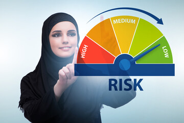 Wall Mural - Businesswoman in risk metering and management concept