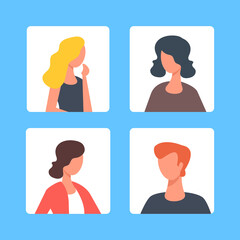 Poster - people avatars icons set. man and woman user portraits, different character concepts. profile icons.