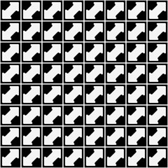 Poster - Black tile and white arrows pattern. Vector seamless and monochrome tile pattern.