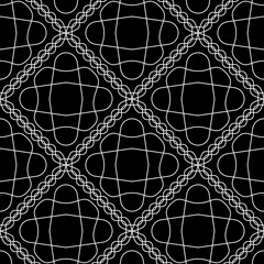Aufkleber - Black background and white laces. Vector rhombus diagonal shapes.