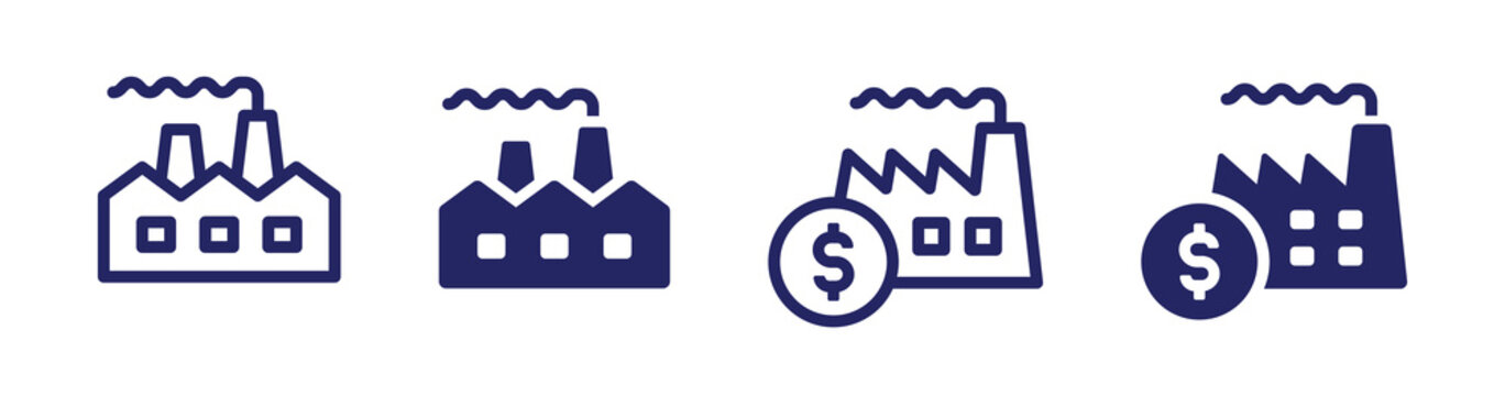 Factory icons set. Business investment concept