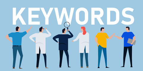 Poster - keywords research search engine optimization seo try to search words term teamwork together