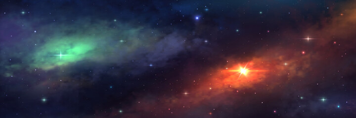 universe background. cosmic view with stars and colorful galaxy nebula. realistic night sky wallpape