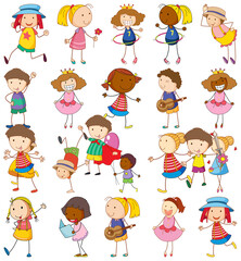 Wall Mural - Set of different doodle kids cartoon character