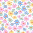 © Iryna - Daisy chamomile vector seamless pattern. Pretty floral summer background in small flowers. The elegant template for fashion prints. Hand-drawn design for paper, cover, fabric, interior decor.