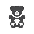 Teddy bear black vector icon. Kids and baby soft toy symbol.