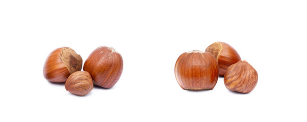 Sticker - Group fresh hazelnuts isolated on white background