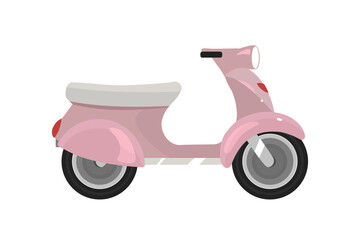 Poster - Scooter flat color vector object. Urban transportation option. Moped. Motorized individual transport. Low-speed motorcycle isolated cartoon illustration for web graphic design and animation