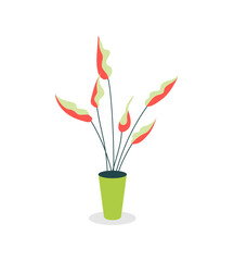 Poster - Indoor plant flat color vector object. Interior design. Workspace decoration. Greenery indoors. Growing flowers at office conditions isolated cartoon illustration for web graphic design and animation
