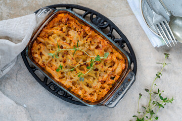 Canvas Print - Pork, mushroom and thyme bake