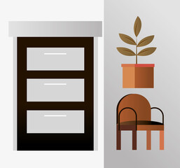 Poster - modern office icons