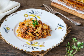 Canvas Print - Pork, mushroom and thyme bake