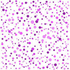 Poster - Same pink different dots. White background and random size and location of pink circles. Seamless and decorative pink dots.