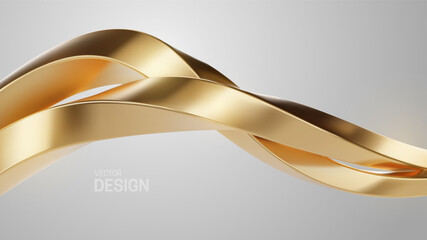 Wall Mural - luxury golden wave shapes isolated on white background.