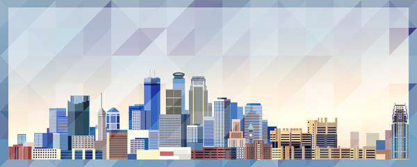 Fototapete - Minneapolis skyline vector colorful poster on beautiful triangular texture background