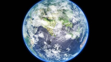 Wall Mural - sunrise and and cloudy rotate on the earth in space with star in universe. world realistic atmospher