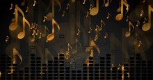 Black and golden abstract luxury music motion background. Seamless looping. Video animation 4K 4096x2160