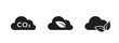 zero emissions icon set. co2 emissions, carbon dioxide pollution. clean air, eco and environment symbol. cloud and leaf