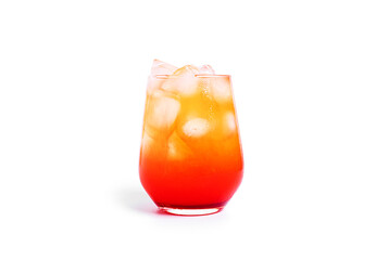 Tequila sunrise cocktail isolated on a white background.