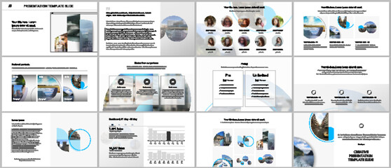 Wall Mural - Presentation design vector templates, multipurpose template for presentation slide, flyer, brochure cover design with abstract circle banners. Social media web banner. Social network photo frame.