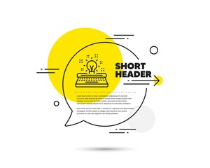 Aufkleber - Typewriter line icon. Speech bubble vector concept. Creativity sign. Inspiration light bulb symbol. Typewriter line icon. Abstract bubble balloon badge. Vector