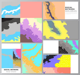 Poster - Vector layouts of modern social network mockups for cover design, website design, website backgrounds or advertising mockups. Japanese pattern template. Landscape background decoration in Asian style.