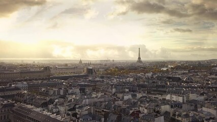 Wall Mural - Aerial view of Paris in autumn time