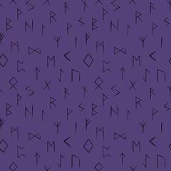 Mystical symbols of runes on a purple background.