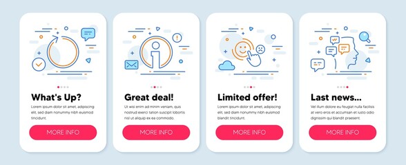Poster - Set of Business icons, such as Info, Customer satisfaction, Loop symbols. Mobile screen banners. Messages line icons. Information, Happy smile, Refresh. Notifications. Info icons. Vector