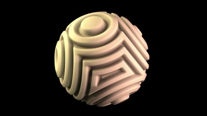 Poster - Loop 3D animation of a futuristic elegant sphere with a wavy surface and concentric circles. Animation for abstract compositions, fantastic design.