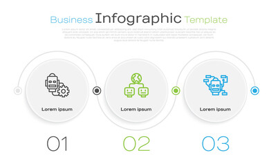 Poster - Set line Robot setting, Artificial intelligence and . Business infographic template. Vector