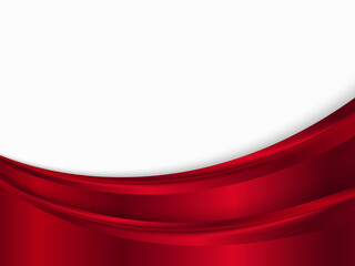 Sticker - Red and white metal background with wave. Abstract vector background