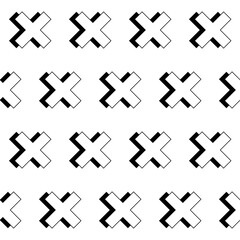 Poster - White crosses and black shadows pattern. Seamless crosses ornament.