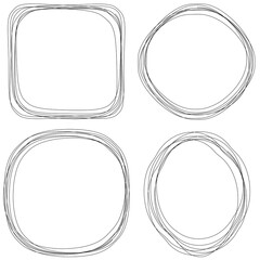 Poster - Four rounded scribble circles. Vector scribbles set four shapes.