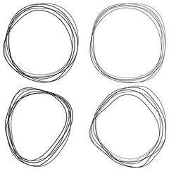 Poster - Four rounded scribble circles. Vector scribbles set.