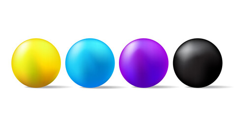 Poster - 3d colored sphere balls. 3d button. Liquid drop icon. Vector illustration. Stock image.
