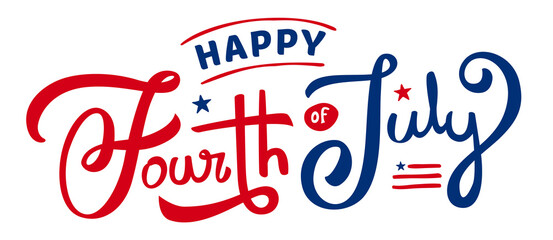 Happy fourth of July custom hand-lettering, typography design for the 4th July celebration
